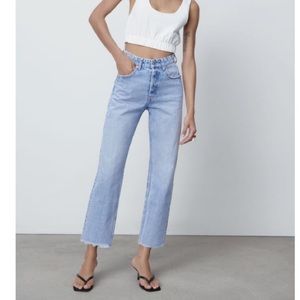 Zara high rise straight jeans